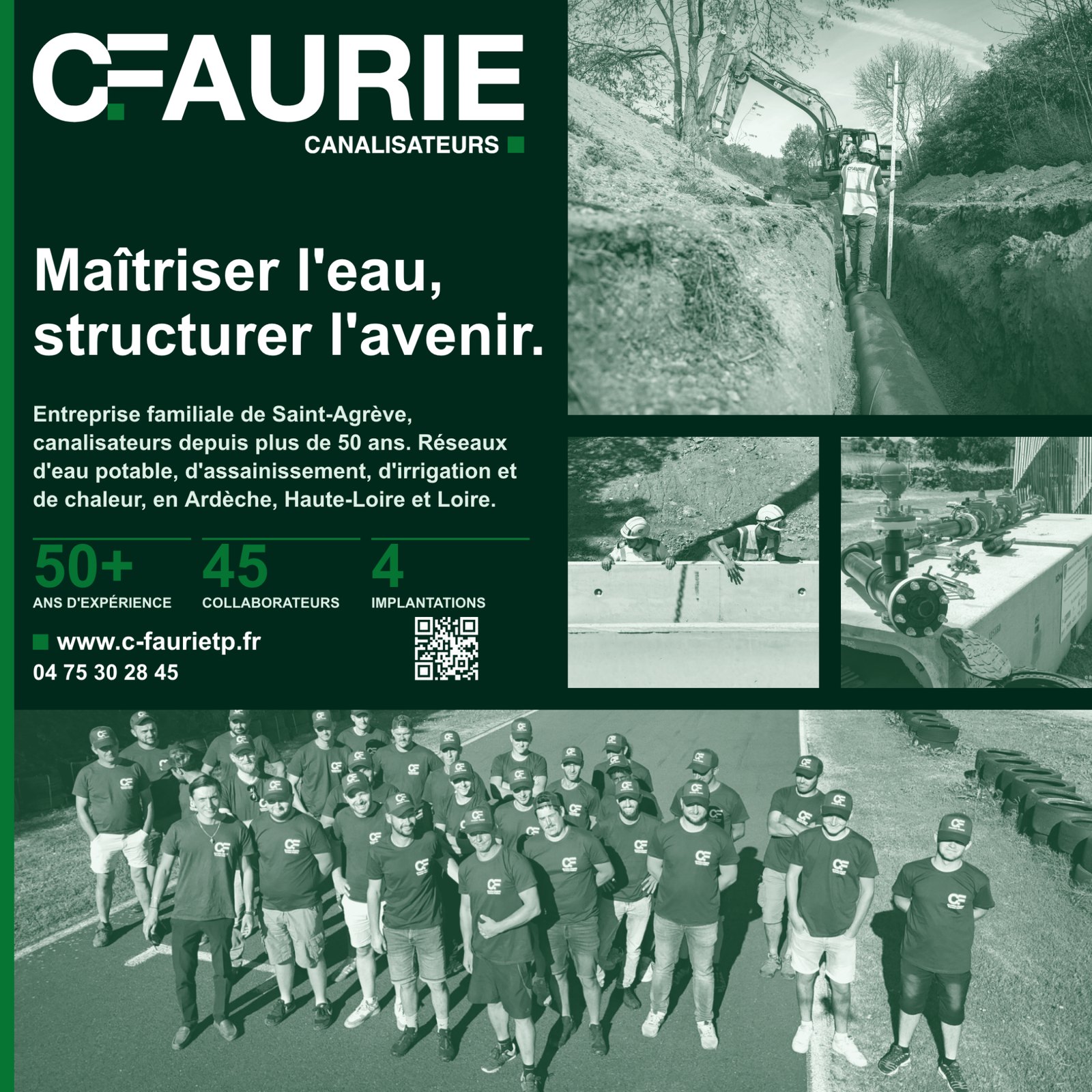 Mur de stand C.FAURIE 2 × 2 m, fond vert profond