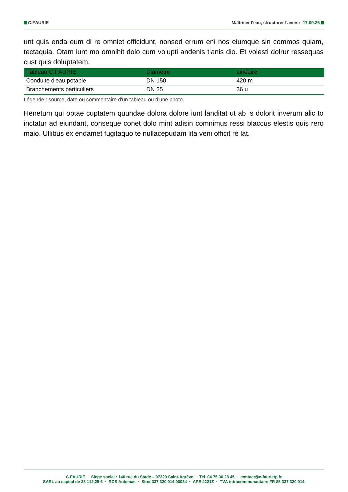 Page intérieure avec tableau