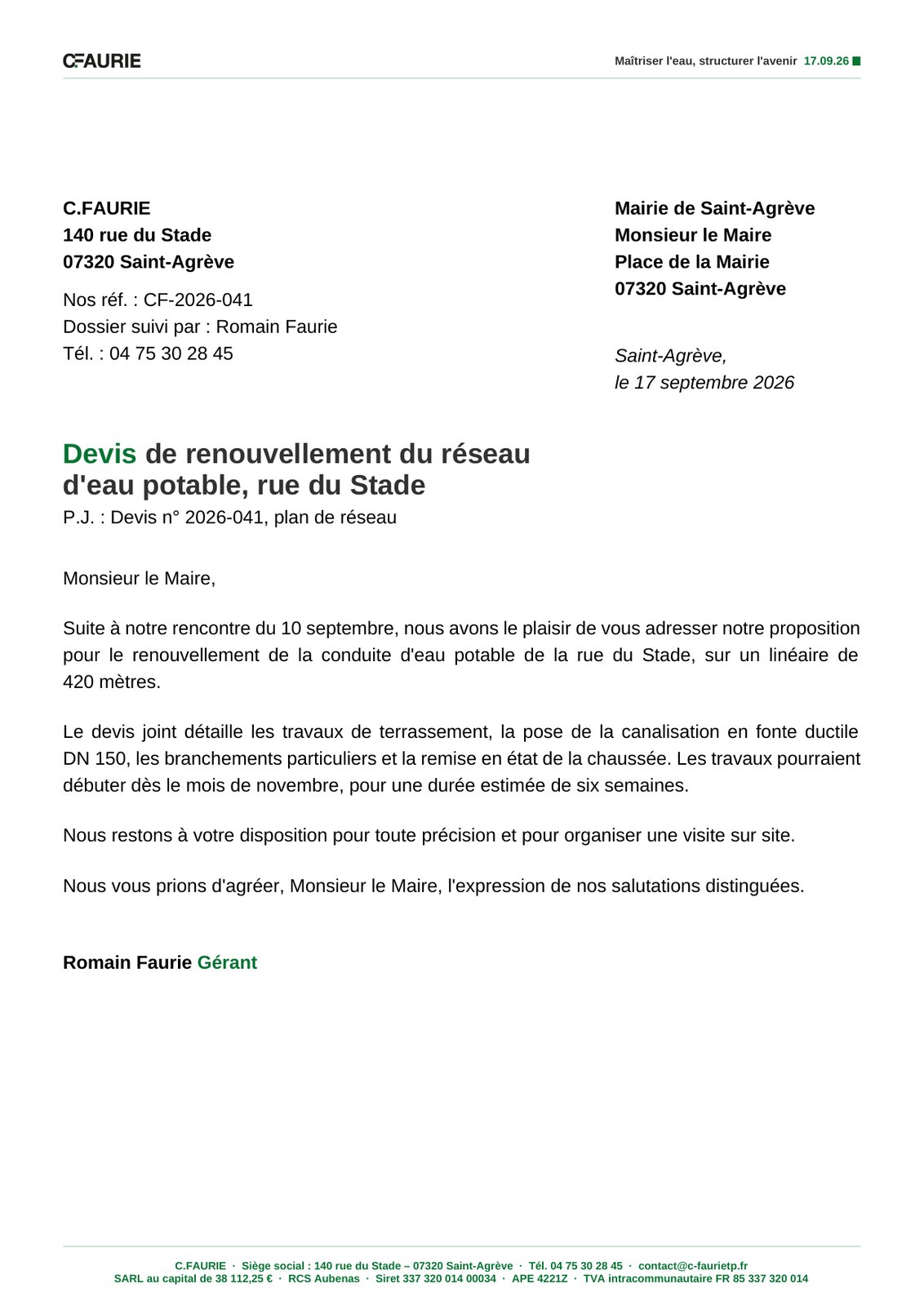 Lettre, en-tête logo