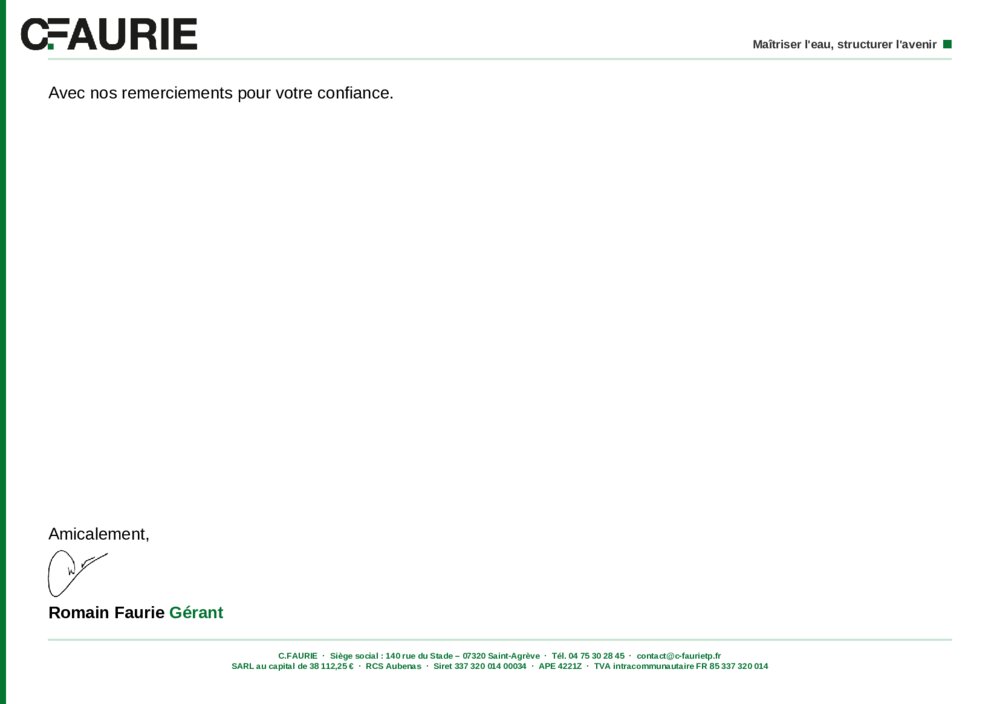 Carte avec signature manuscrite
