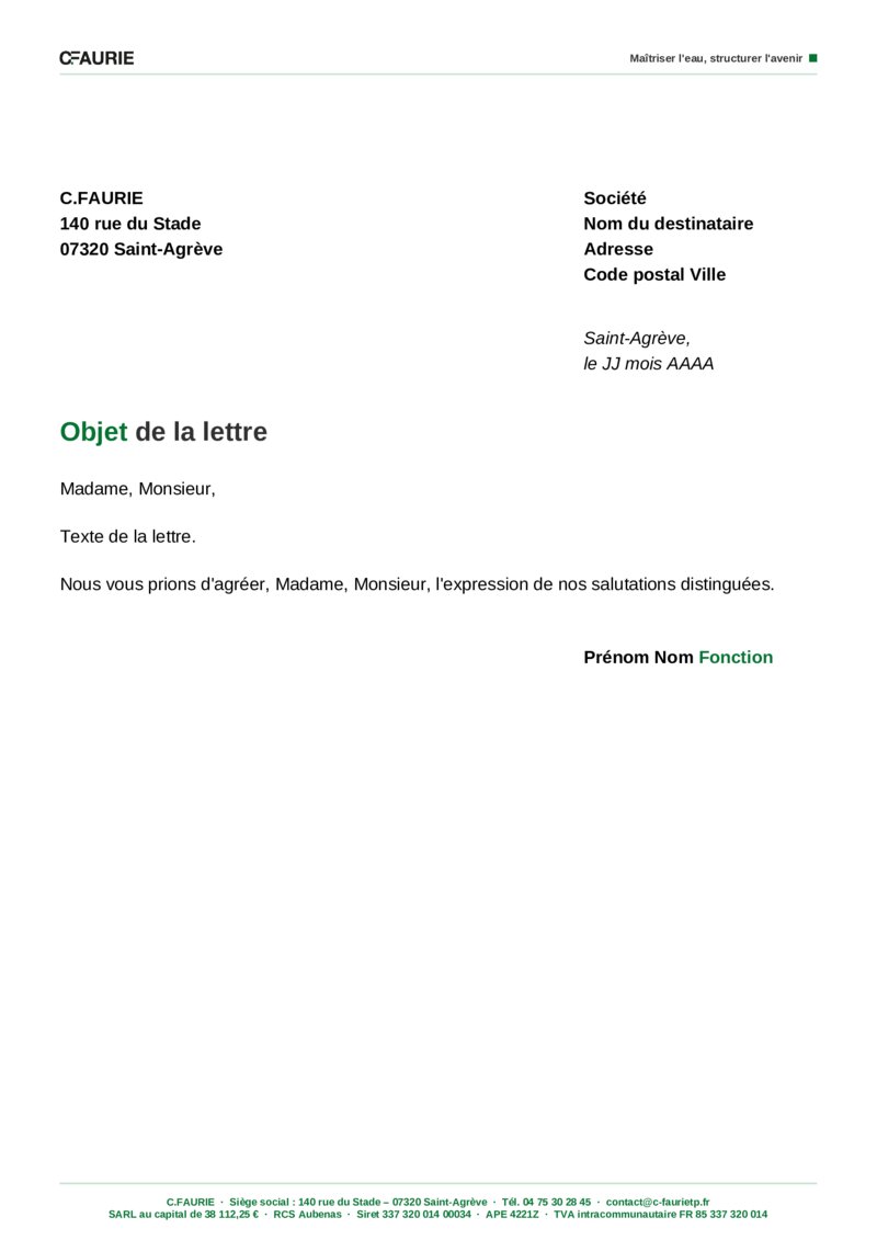 Modèle de courrier vierge