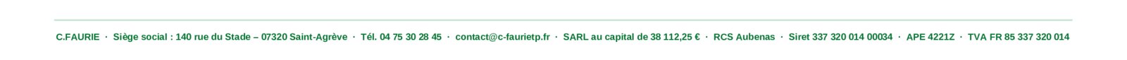 Pied de page : mentions de l'entreprise sur une ligne