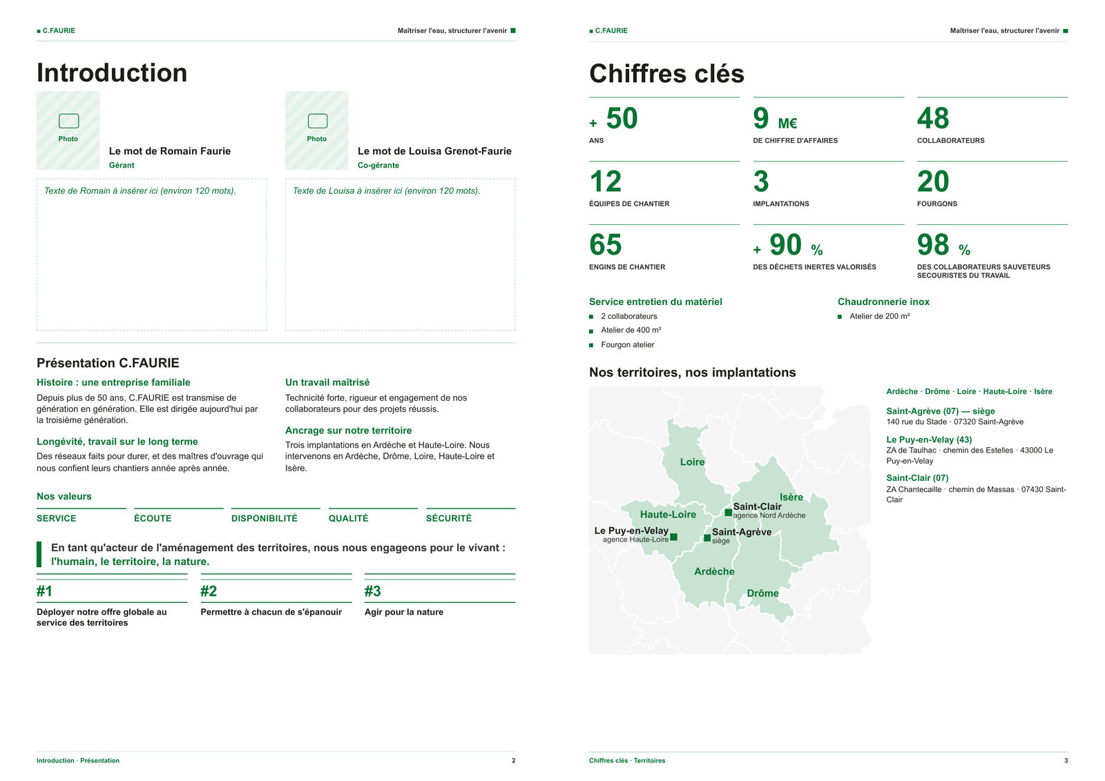 Brochure C.FAURIE : pages 2 et 3, introduction et chiffres clés