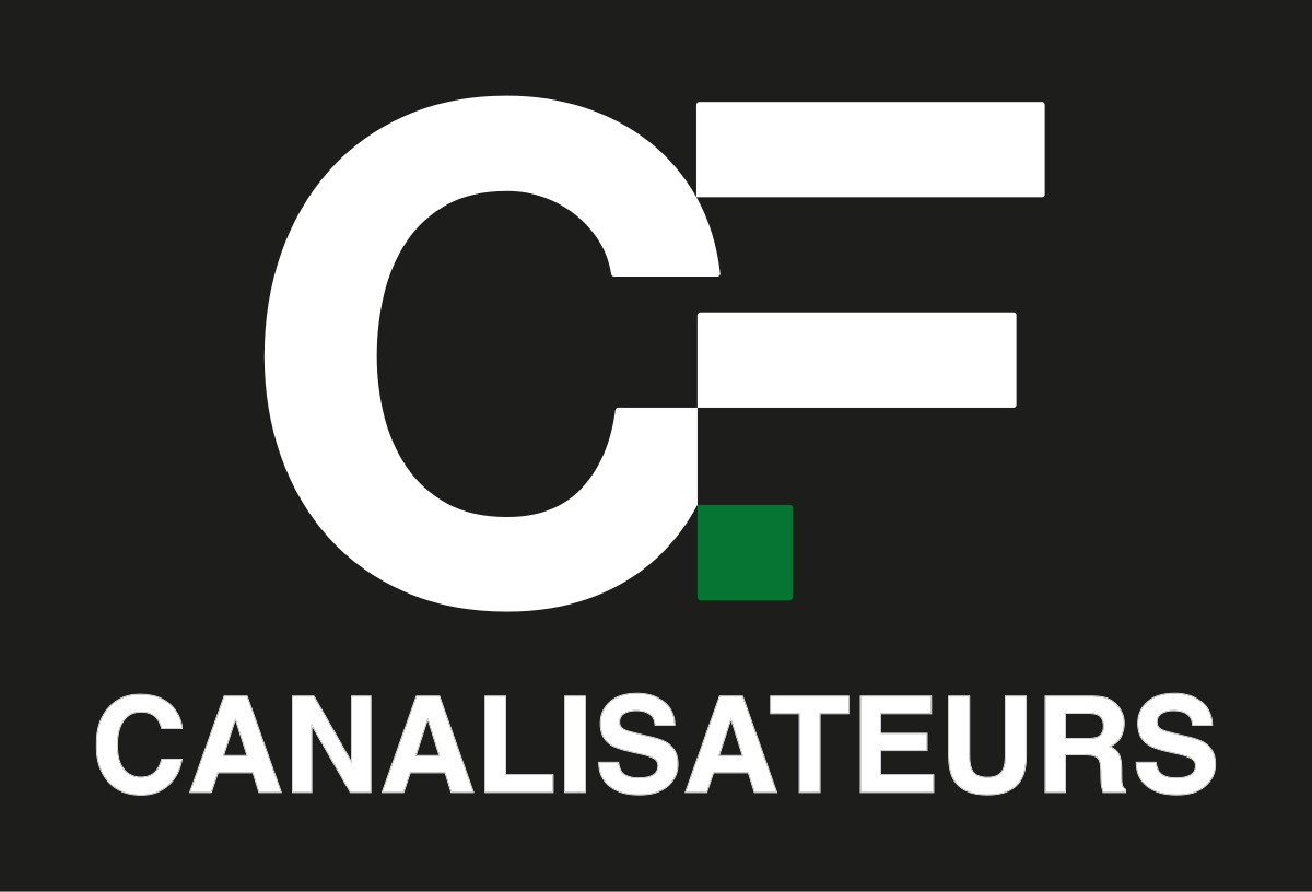 Monogramme CANALISATEURS, version blanc, fond noir