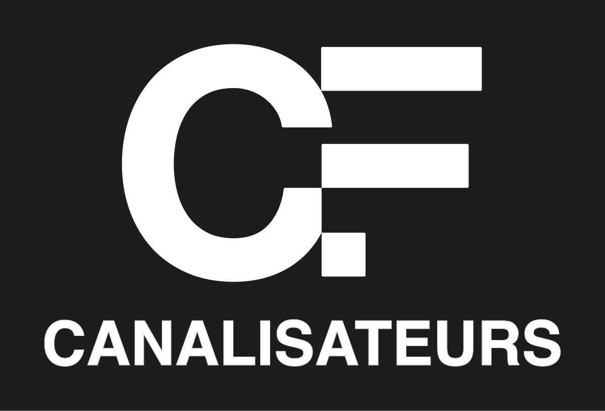 Monogramme CANALISATEURS, version tout blanc, fond noir