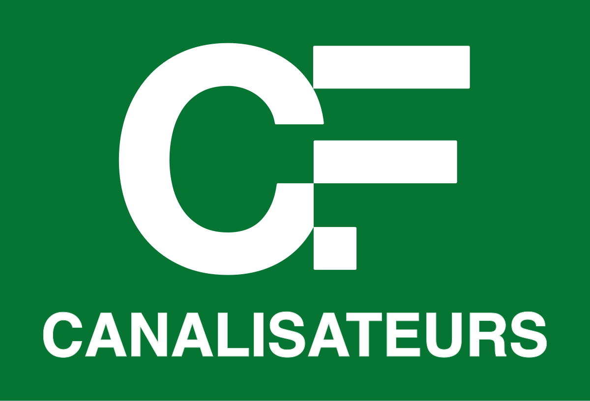 Monogramme CANALISATEURS, version tout blanc, fond vert