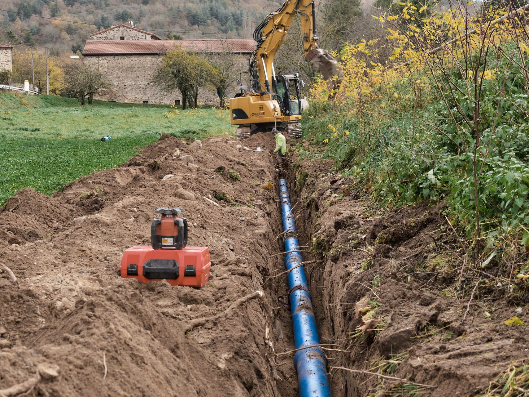 Pose d'une conduite d'eau potable sous pression